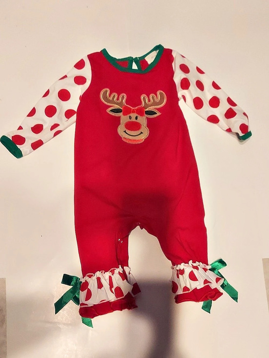 Marie Nicole Other - Marie Nicole Reindeer Footie Red & White Onsie
